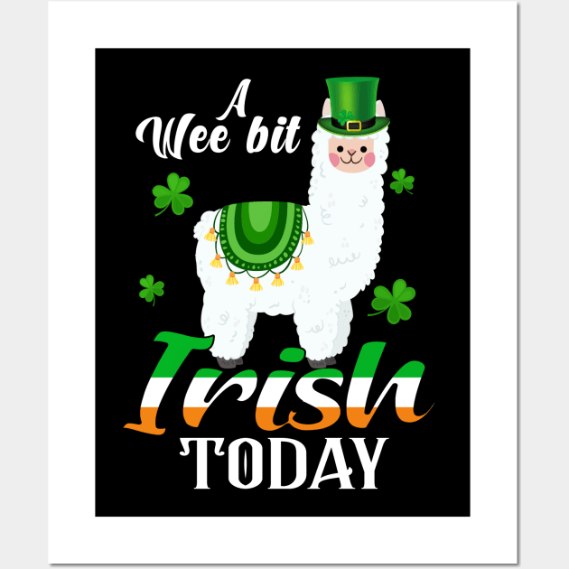 A Wee Bit Irish Today Llama St Patrick's Day Wall Art by Manonee